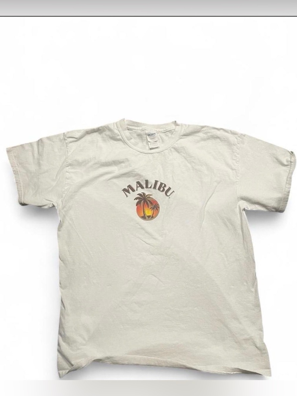 Malibu white Graphic Tee with Sunset Palm